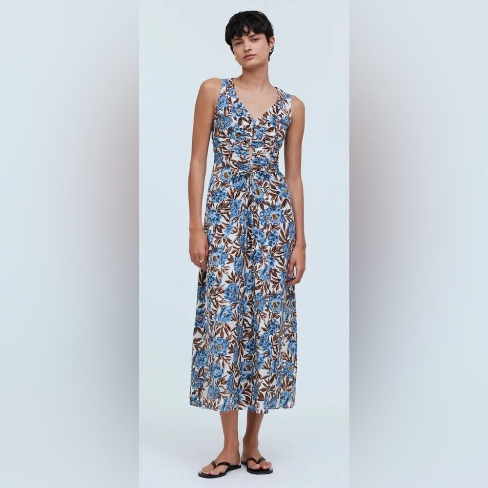 NWT Madewell Blue and Brown Floral Maxi Dress